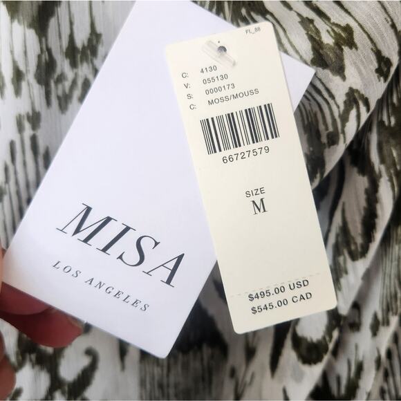 NWT Misa Los Angeles Andromeda Green white Halter Tiered Maxi Dress medium - Picture 11 of 12